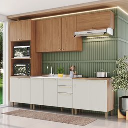 Cozinha Compacta 4 Peças com Tampo para Cooktop Yasmin Espresso Móveis - 1