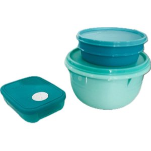 Tupperware Kit 3 Peças Tigela 2 Litros Potinho Freezer 300ml e Potinho Verde Água Kit 3 Peças Tigela