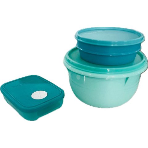 Tupperware Kit 3 Peças Tigela 2 Litros Potinho Freezer 300ml e Potinho Verde Água Kit 3 Peças Tigela