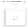 Cuba Cozinha Farm Sink Quadratta 55 Cm Estilo Fazenda Avental - 6