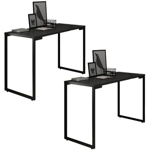 Kit 2 Mesas Escrivaninha 120cm Industrial Preto Mpozenato