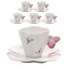 Jogo 6 Xicaras de Chá Porcelana com Pires Borboletas 200ml Wolff - 1