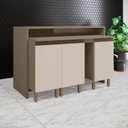 Ver imagem 1 de Kit Ilha Gourmet 3 Portas com Tampo Connect Marrom/Duna/Cristal