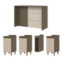Ver imagem 2 de Kit Ilha Gourmet 3 Portas com Tampo Connect Marrom/Duna/Cristal
