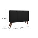 Ver imagem 3 de Aparador Buffet Retro para Sala de Estar 3 Portas Congo - Preto