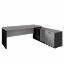 Ver imagem 2 de Mesa de Escritório em L com Armário Lateral F5 Office g Moderno 3 Gavetas 170cm Cinza Sagrado