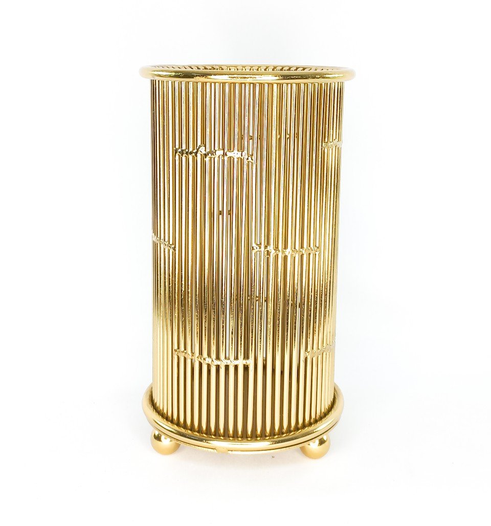 Vaso Decorativo Metal Dourado 25x13,5