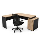 Ver imagem 2 de Conjunto Mesa Pedestal em L + Cadeira de Escritório Ergonômica