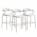 Ver imagem 1 de Kit 3 Banquetas Zyon Assento em Tecido Base Fixa com Encosto Cinza Gat Magazine