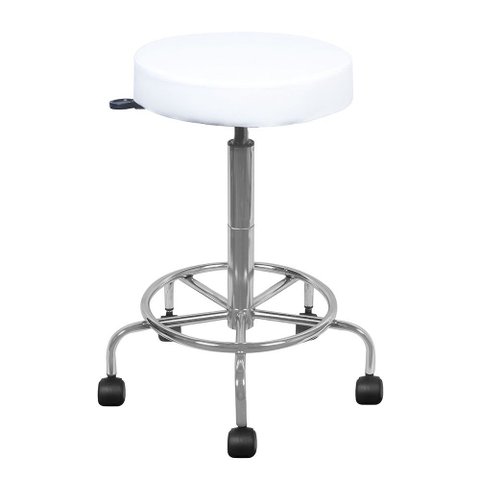 Cadeira Mocho Cromada Alta Branca Estética Giratória Maca sem Encosto Altura Maxima 72cm Popmov Cade