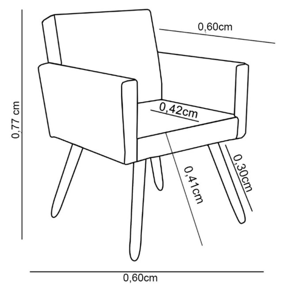 Kit 2 Poltronas Decorativa Nina Pés Palito Veludo Lilas Chamby Móveis - 6