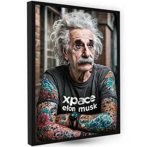 Quadro Decorativo Moderno Art Pop Albert Einsten Elon Musk