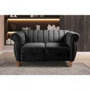 Ver imagem 3 de Sofá Realeza 2 Lugares 146cm Preto Veludo Bella Decor Estrutura Madeira