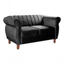 Ver imagem 4 de Sofá Realeza 2 Lugares 146cm Preto Veludo Bella Decor Estrutura Madeira