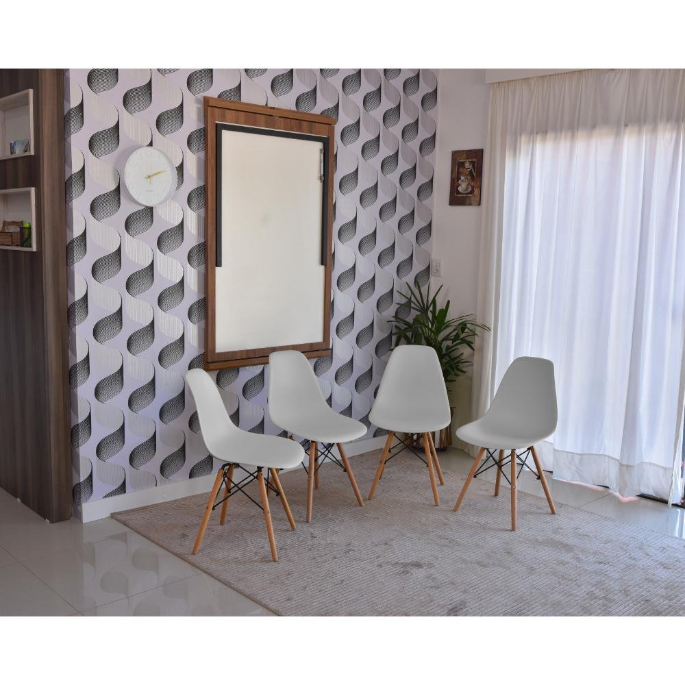 Conjunto de Mesa Dobrável Retrátil 1,40 Branco/Noronha + 4 Cadeiras Eiffel - Cinza - 3