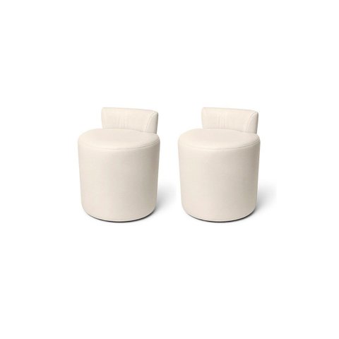Kit 2 Puff'S Banqueta Alto Confortável Reforçado Minimalista Roma Corino Bege