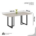 Ver imagem 3 de Conjunto Sala de Jantar Mesa 160x90cm Base Lunna Tampo MDF com Vidro Malibu Preto/Fosco