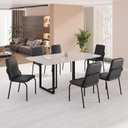 Ver imagem 1 de Conjunto Sala de Jantar Mesa 160x90cm Base Lunna Tampo MDF com Vidro Malibu Preto/Fosco