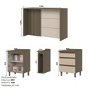 Ver imagem 4 de Kit Ilha Gourmet 2 Portas 3 Gavetas com Tampo Connect Bege/Duna/Off White