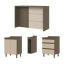 Ver imagem 2 de Kit Ilha Gourmet 2 Portas 3 Gavetas com Tampo Connect Bege/Duna/Off White