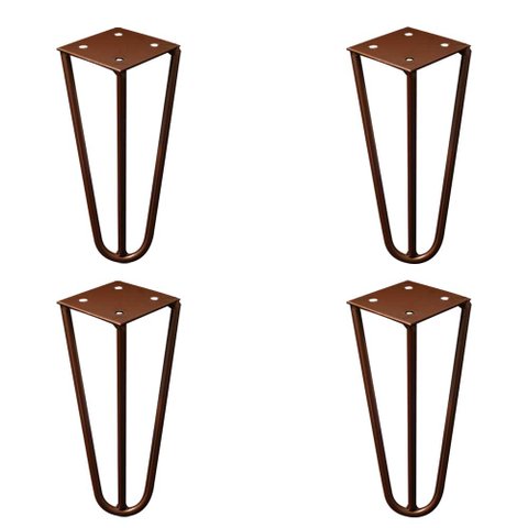 Kit 4 Pés de Metal 15 CM Hairpin Legs Mesas de Centro Puffs Bronze