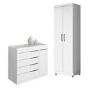 Ver imagem 1 de Cômoda Sapateira Sevilha 2004147 e Armário Multiuso 2000191 Branco Tx com Pés Cinza - Aramóveis