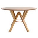 Ver imagem 1 de Mesa Jantar Lívia Nacional Móveis Redonda 135 Cm Base e Tampo em Madeira Pinhão