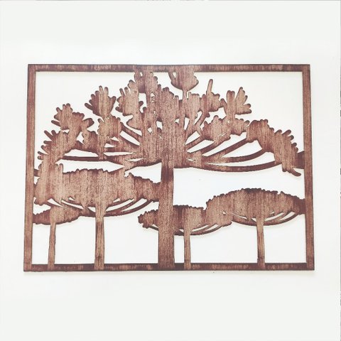Quadro Decorativo Araucárias Pinheiro em Mdf