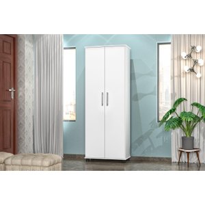 Multiuso / Armário ARE 2 Portas Com Prateleiras Interna e Puxadores Cromados Com Rodízios Cor Branco