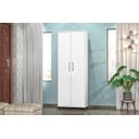 Ver imagem 1 de Multiuso / Armário Are 2 Portas com Prateleiras Interna e Puxadores Cromados com Rodízios Cor Branco