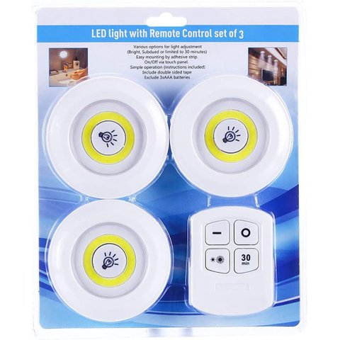 Kit 3 Lampadas Luminaria Led Controle sem Fio Spot Remoto 15w Smd