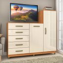 Ver imagem 1 de Cômoda 2 Portas 5 Gavetas com Cabideiro e Pés Chicago