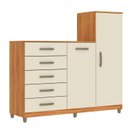 Ver imagem 2 de Cômoda 2 Portas 5 Gavetas com Cabideiro e Pés Chicago