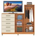 Ver imagem 5 de Cômoda 2 Portas 5 Gavetas com Cabideiro e Pés Chicago