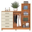 Ver imagem 4 de Cômoda 2 Portas 5 Gavetas com Cabideiro e Pés Chicago