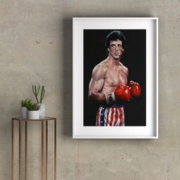 Quadro Rocky Balboa Boxe - 60x48cm:madeira Preta - 1