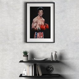 Quadro Rocky Balboa Boxe - 60x48cm:madeira Preta - 2