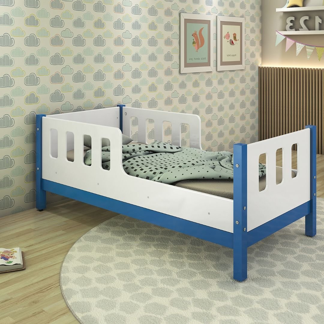 Cama Infantil Encanto Unissex com Proteção Lateral Mdf:azul ...