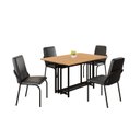Ver imagem 2 de Conjunto Sala de Jantar Mesa 120x90cm Base Pérola Tampo MDF Malibu Preto/Fosco