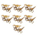 Ver imagem 1 de Kit 7 Jogos de Mesa Dobravel com 2 Cadeiras de Madeira 70x70 para Restaurante e Bar - Mel
