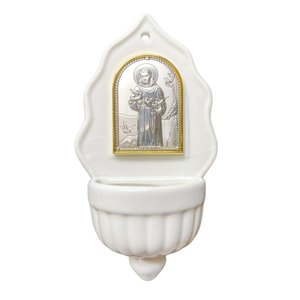 Pia de Agua Benta Italiana Sao Francisco Porcelana C/prata