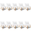 Ver imagem 1 de Kit 10 Cadeiras Estofadas para Sala de Jantar Pés Palito Lia Sintético Branco - Ibiza