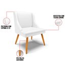 Ver imagem 3 de Kit 10 Cadeiras Estofadas para Sala de Jantar Pés Palito Lia Sintético Branco - Ibiza
