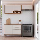 Ver imagem 2 de Kit Armário Aéreo Cozinha Compacta Áurea 200cm e Balcão Cinamomo/branco