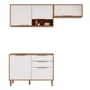 Ver imagem 1 de Kit Armário Aéreo Cozinha Compacta Áurea 200cm e Balcão Cinamomo/branco