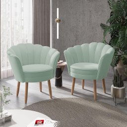 Kit 02 Poltronas Decorativas Pétala Escritório Sala Veludo Azul Acqua - Visalar - 1