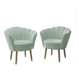 Kit 02 Poltronas Decorativas Pétala Escritório Sala Veludo Azul Acqua - Visalar - 2