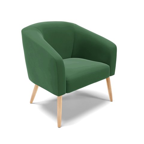 Poltrona Stella Veludo Verde Esmeralda Pés Palito Natural - D’Rossi