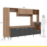 Cozinha Modulada Completa MDP 270x192 Cm Inova Balcão Para Cooktop Carvalho Grafite - ClickLar - 4