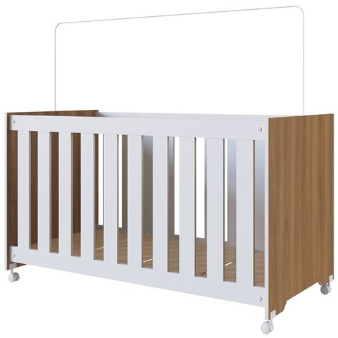 Berço Infantil com Rodizios La002 Nogal Manchester Branco Comm
